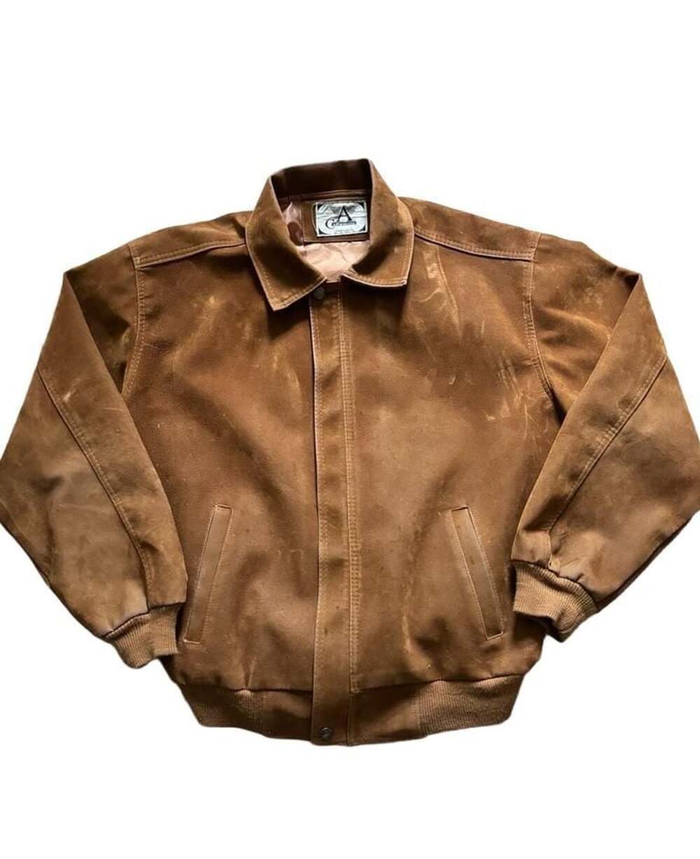 CA Collezioni Vintage Suede Bomber Jacket Brown